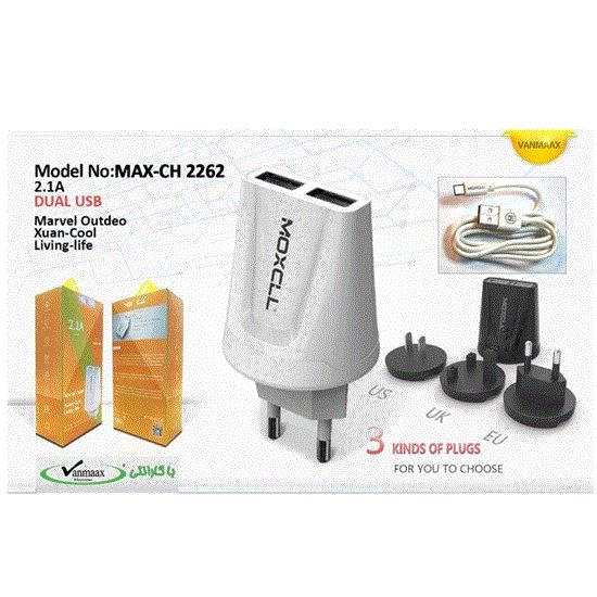 تصویر  شارژر دیواری فست دو پورت ماکسوم مدل CH2263