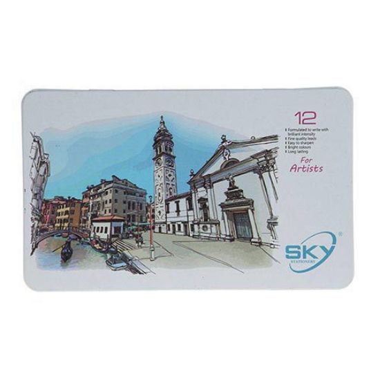 Picture of مداد رنگی 12 رنگ جعبه فلزی SKY مدل آرتیست