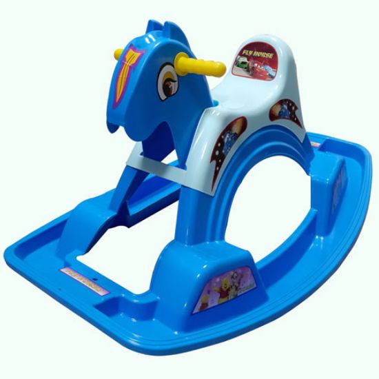 Picture of راکر کودک آبی رنگ هانا طرح اسب تکتاز