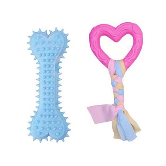 Picture of اسباب بازی دندانی سگ بایو موزارا مدل قلب و استخوان آبی و سرخابی