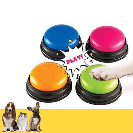 تصویر  دکمه صحبت آموزشی سگ و گربه قابل ضبط صدا صورتی